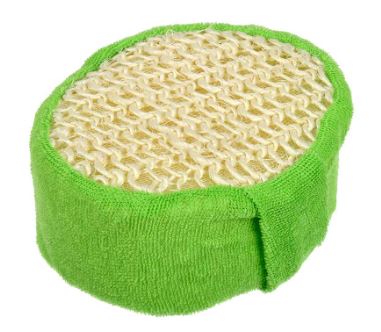 Мочалка из сизаля, объемная, овальная с хлопком, 10х12х5 см, hard, 4 цвета, для бани и сауны 